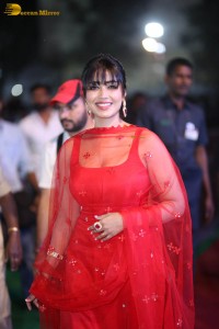Nivetha Pethuraj cute in a red salwar dress at a party