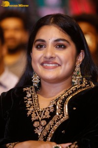 Nivetha Thomas attending a movie function dressed in black