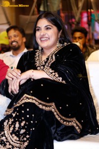 Nivetha Thomas attending a movie function dressed in black