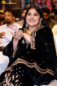 Nivetha Thomas attending a movie function dressed in black