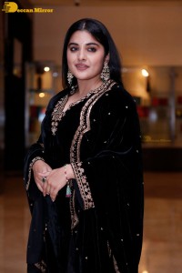 Nivetha Thomas attending a movie function dressed in black