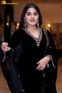 Nivetha Thomas attending a movie function dressed in black
