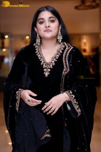 Nivetha Thomas attending a movie function dressed in black