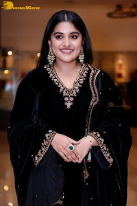 Nivetha Thomas attending a movie function dressed in black