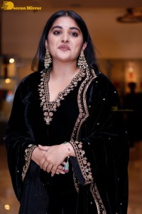 Nivetha Thomas attending a movie function dressed in black