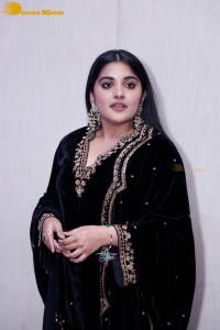 Nivetha Thomas attending a movie function dressed in black