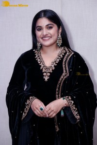 Nivetha Thomas attending a movie function dressed in black