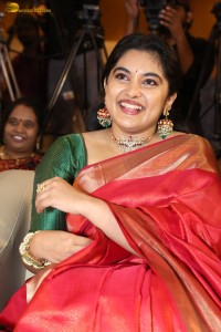 actress Nivetha Thomas gorgeous in a red saree at a movie event