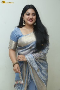 actress Nivetha Thomas pretty in a blue saree