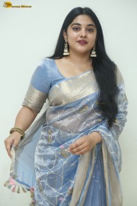 actress Nivetha Thomas pretty in a blue saree