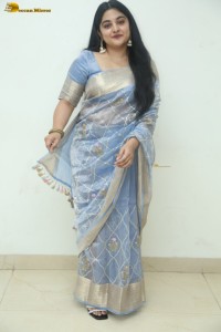 actress Nivetha Thomas pretty in a blue saree
