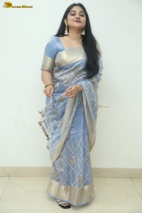 actress Nivetha Thomas pretty in a blue saree