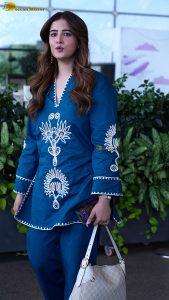 actress nupur sanon gorgeous in a blue dress at mumbai airport