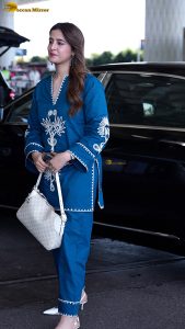 actress nupur sanon gorgeous in a blue dress at mumbai airport