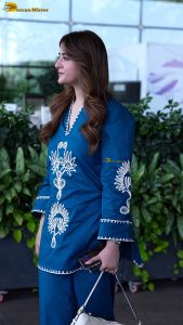 actress nupur sanon gorgeous in a blue dress at mumbai airport