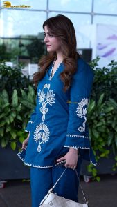 actress nupur sanon gorgeous in a blue dress at mumbai airport