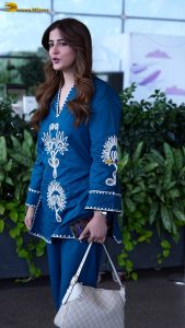 actress nupur sanon gorgeous in a blue dress at mumbai airport