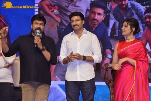 Chiranjeevi, Gopichand and Raashi Khanna at the Pre-Release Function of the movie Pakka Commercial