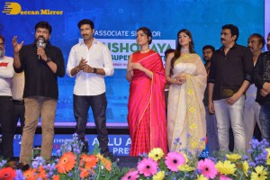 Chiranjeevi, Gopichand and Raashi Khanna at the Pre-Release Function of the movie Pakka Commercial