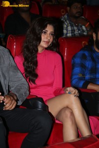 Actress Payal Rajput in a pink dress while attending the teaser launch of the Telugu film Ginna