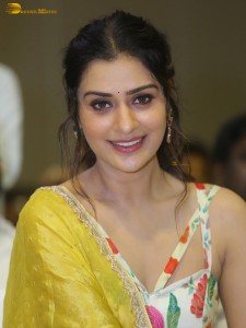 actress Payal Rajput in a white and yellow lehenga choli