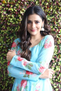 actress Payal Rajput cute looks in a blue salwar