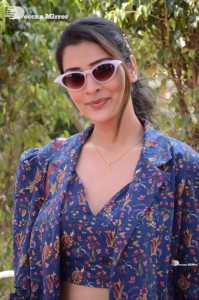 Actress Payal Rajput in Blue coat and matching shorts