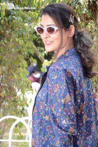 Actress Payal Rajput in Blue coat and matching shorts