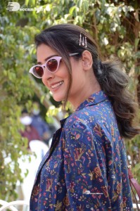 Actress Payal Rajput in Blue coat and matching shorts