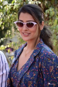 Actress Payal Rajput in Blue coat and matching shorts