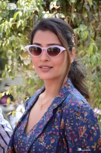 Actress Payal Rajput in Blue coat and matching shorts