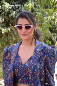 Actress Payal Rajput in Blue coat and matching shorts