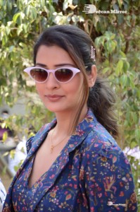 Actress Payal Rajput in Blue coat and matching shorts