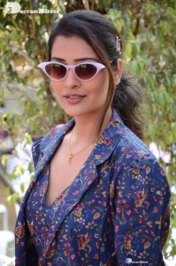 Actress Payal Rajput in Blue coat and matching shorts