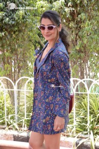 Actress Payal Rajput in Blue coat and matching shorts