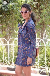 Actress Payal Rajput in Blue coat and matching shorts