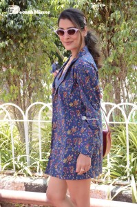 Actress Payal Rajput in Blue coat and matching shorts