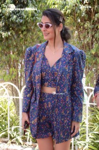 Actress Payal Rajput in Blue coat and matching shorts