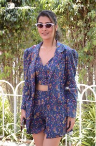 Actress Payal Rajput in Blue coat and matching shorts