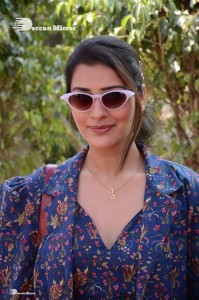 Actress Payal Rajput in Blue coat and matching shorts