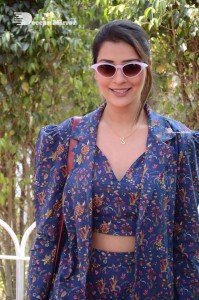 Actress Payal Rajput in Blue coat and matching shorts