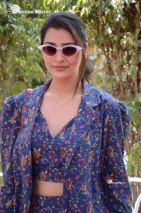 Actress Payal Rajput in Blue coat and matching shorts