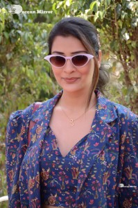 Actress Payal Rajput in Blue coat and matching shorts