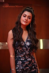Actress Payal Rajput in a blue dress