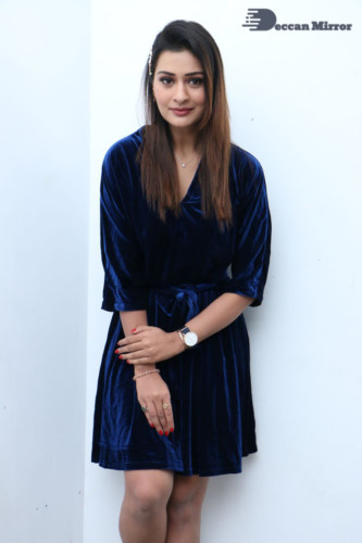 Telugu Actress Payal Rajput in a dark blue dress
