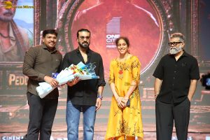 Peddi Mega Blockbuster Event attended by Ram Charan, Chiranjeevi, and others