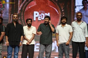 Peddi Mega Blockbuster Event attended by Ram Charan, Chiranjeevi, and others