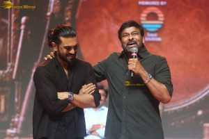 Peddi Mega Blockbuster Event attended by Ram Charan, Chiranjeevi, and others