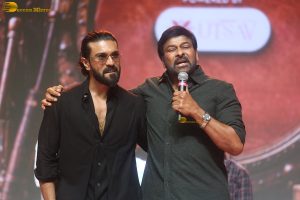 Peddi Mega Blockbuster Event attended by Ram Charan, Chiranjeevi, and others