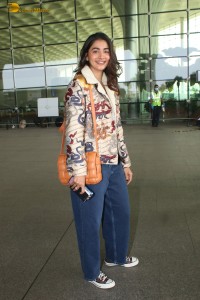 actress Pooja Hegde in denim jeans at mumbai airport